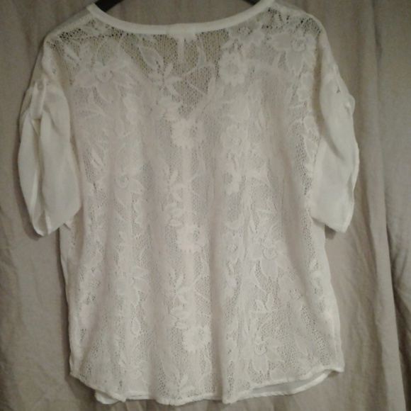 Kirra Womens Chiffon & Crochet Button Down - Picture 2 of 4